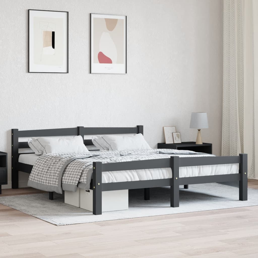 PETROMILA Rám postele tmavě šedý masivní borové dřevo 160 x 200 cm