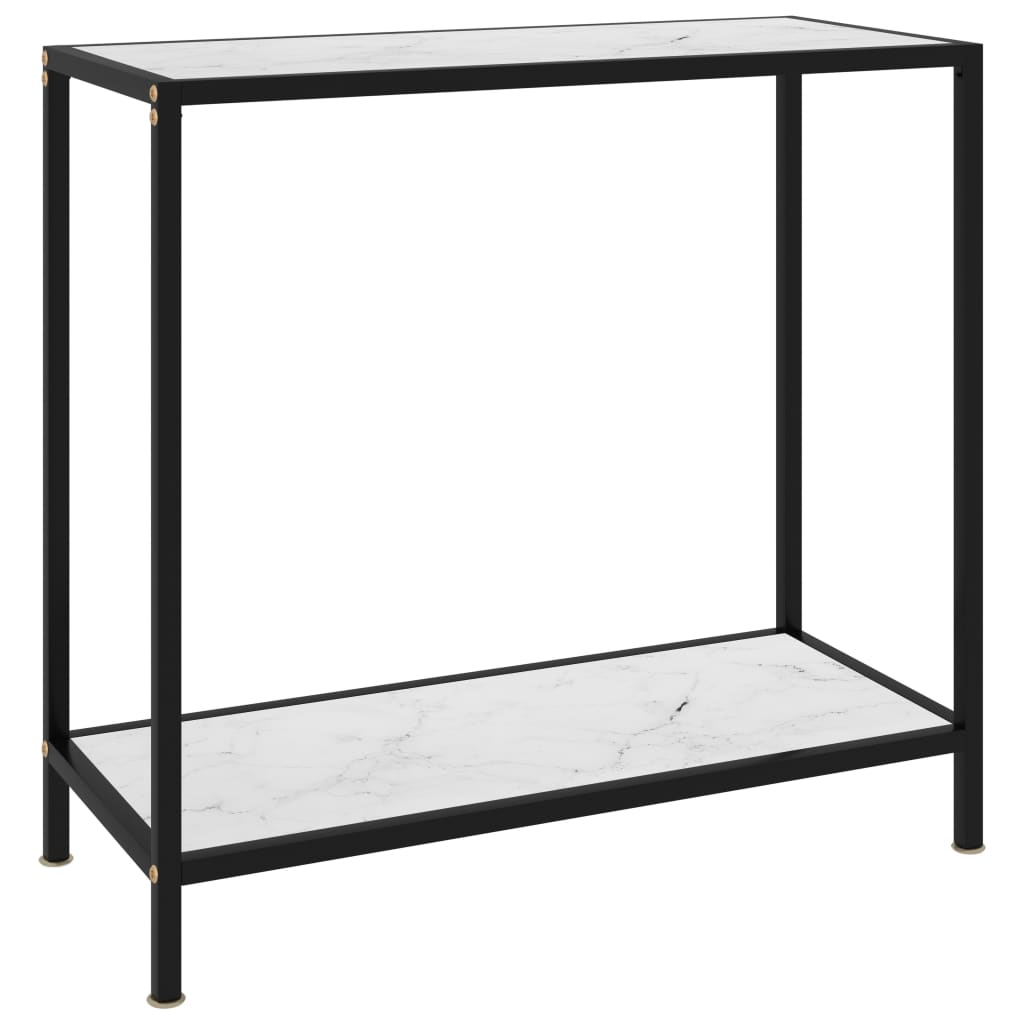 PETROMILA Konzolový stolek bílý 80 x 35 x 75 cm tvrzené sklo