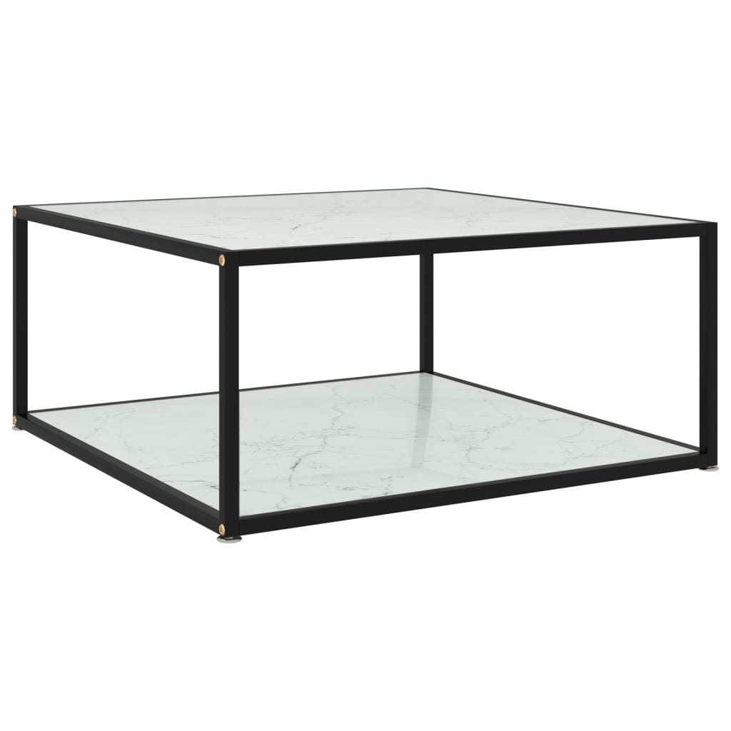PETROMILA Konferenční stolek bílý 80 x 80 x 35 cm tvrzené sklo