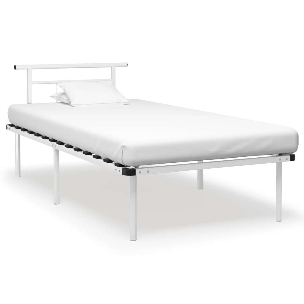 PETROMILA Rám postele bílý kov 100 x 200 cm