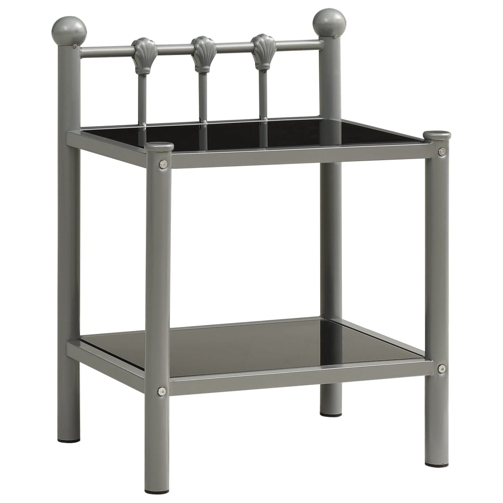 PETROMILA Noční stolek šedý a černý 45 x 34,5 x 60,5 cm kov a sklo
