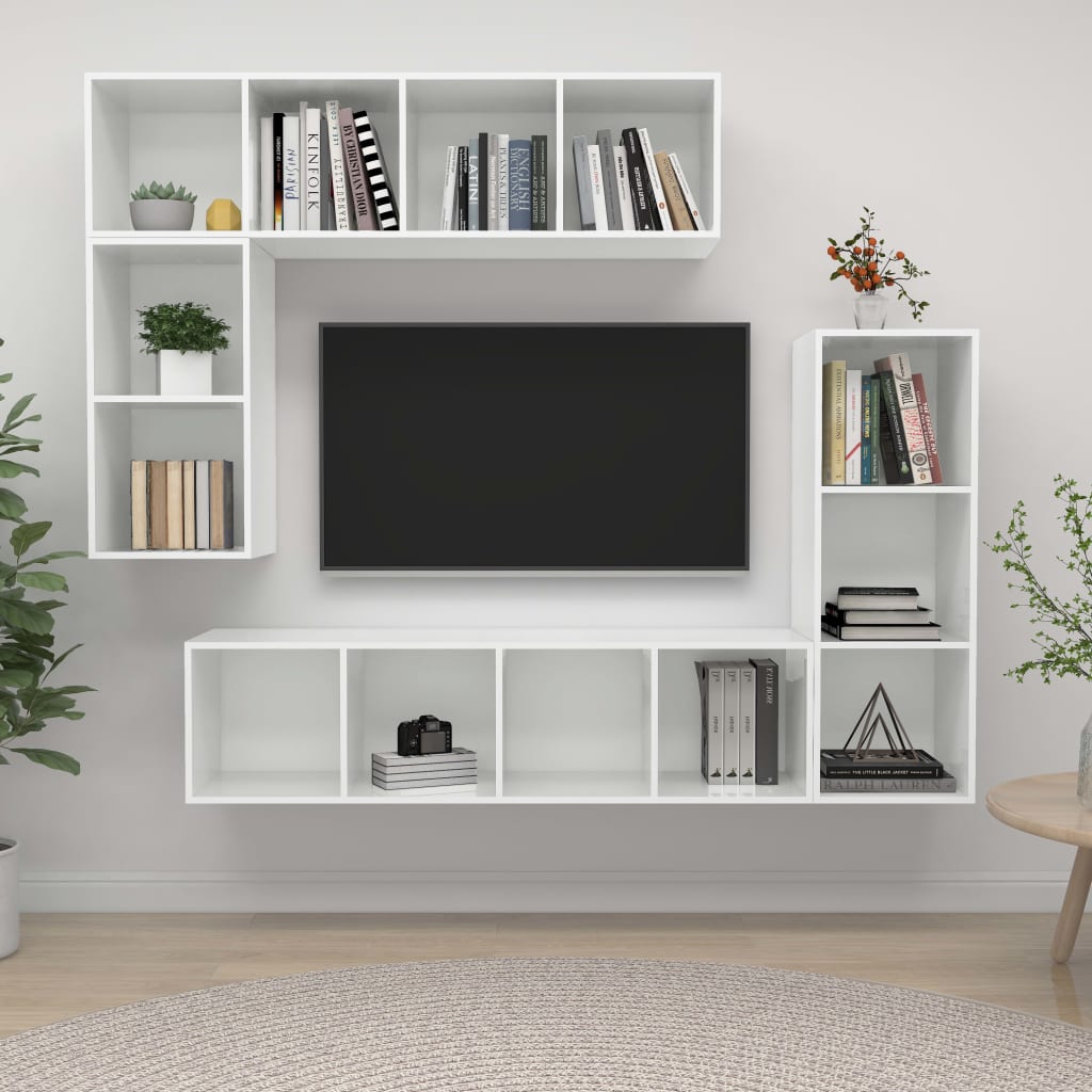 PETROMILA 4dílný set TV skříněk bílý s vysokým leskem kompozitní dřevo