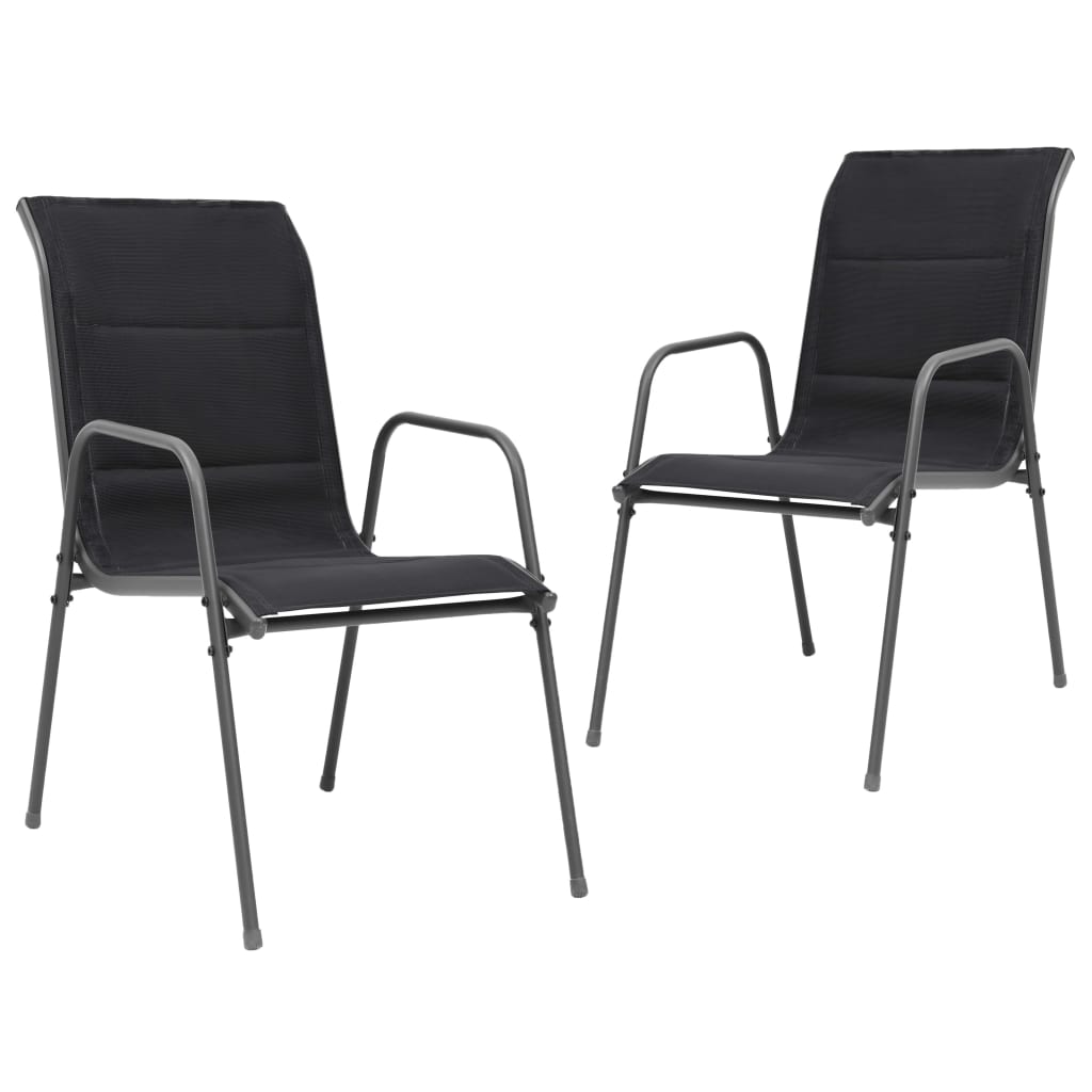 PETROMILA Stohovatelné zahradní židle 2 ks ocel a textilen černé