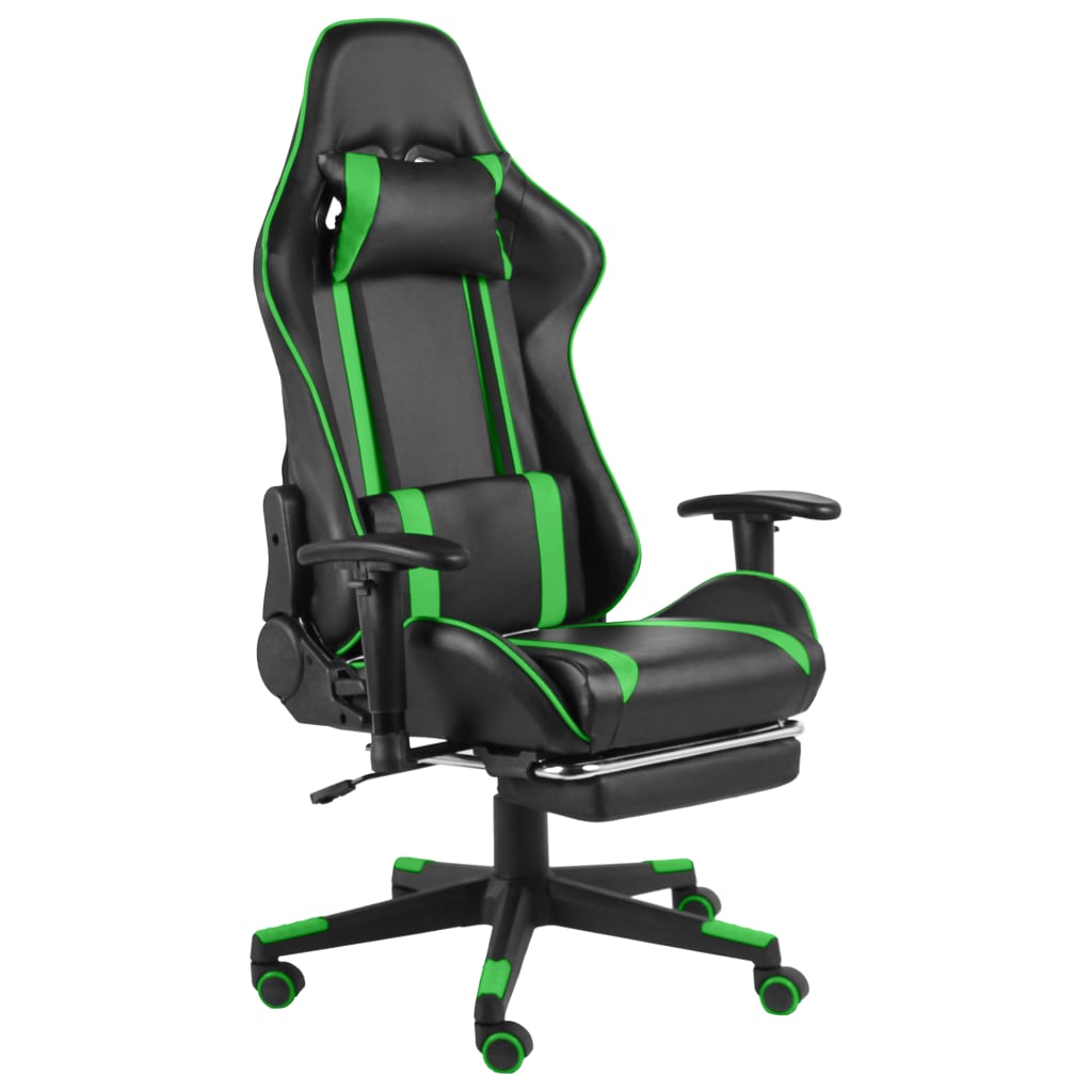 PETROMILA Otočná herní židle s podnožkou zelená PVC
