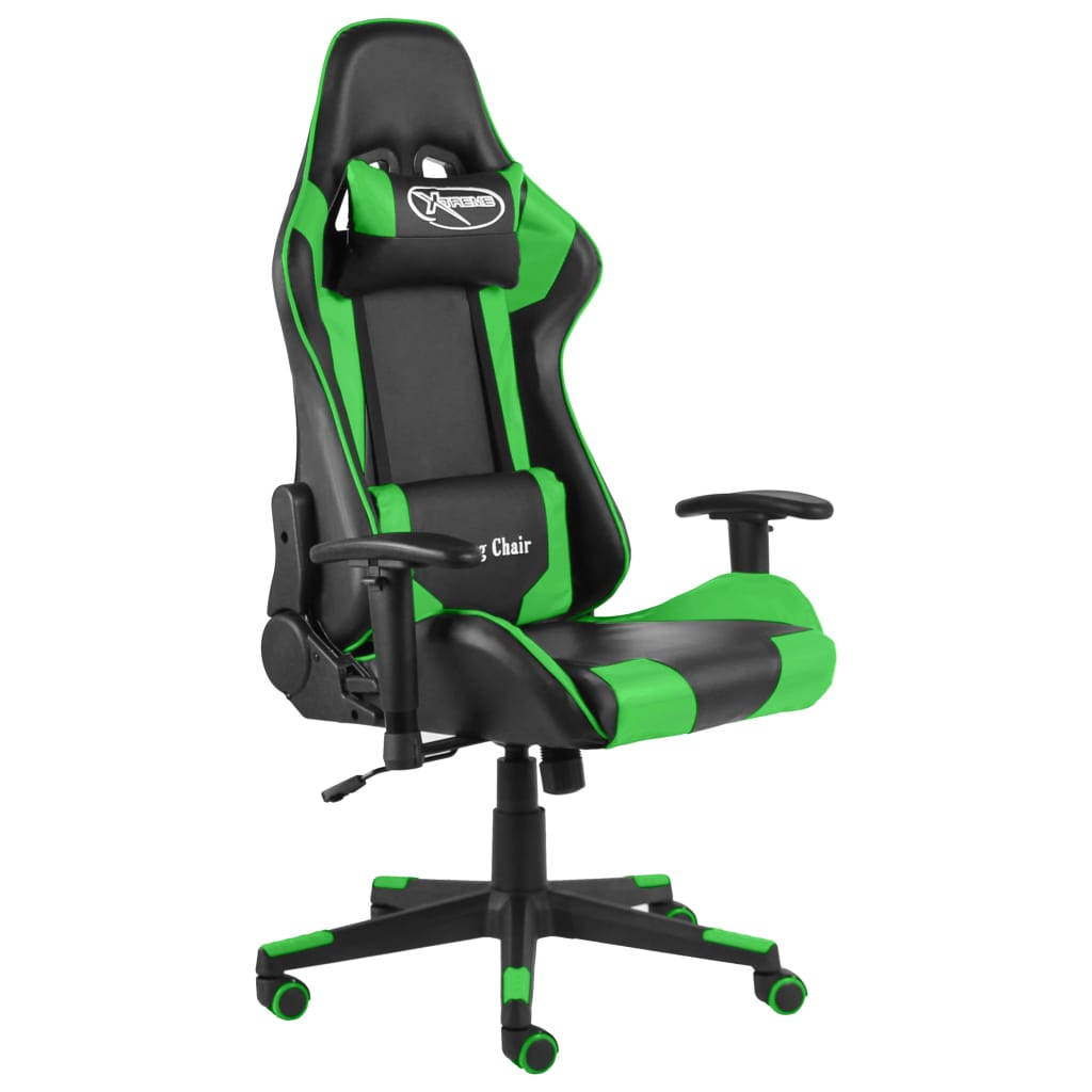 PETROMILA Otočná herní židle zelená PVC