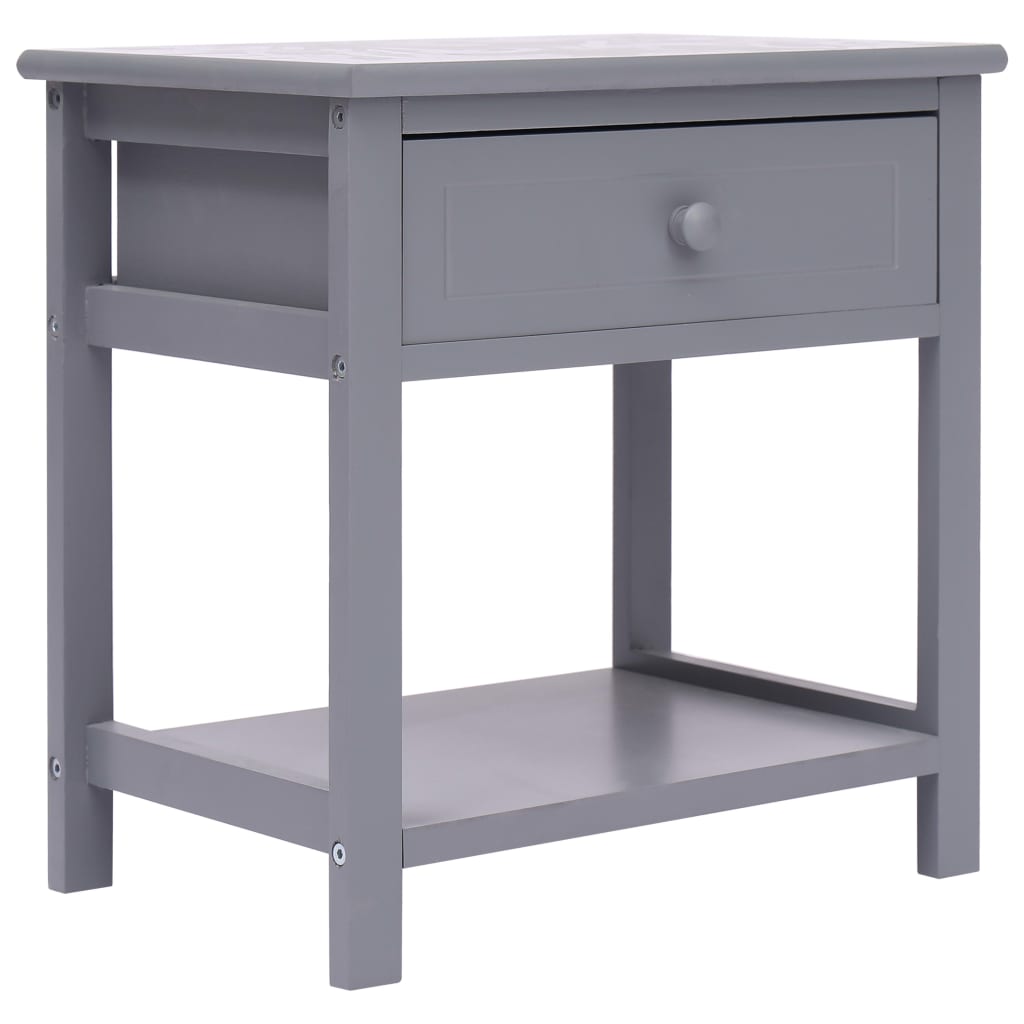 PETROMILA Noční stolek šedý 40 x 29 x 42 cm dřevo pavlovnie