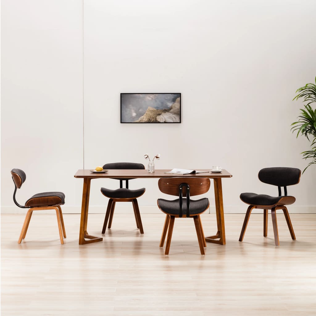 PETROMILA Jídelní židle 4 ks šedé ohýbané dřevo a textil