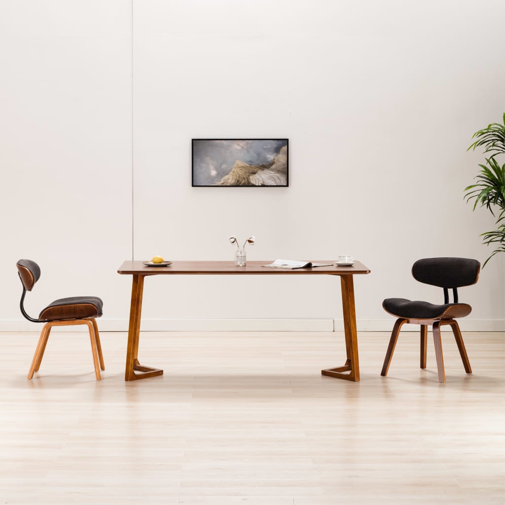 PETROMILA Jídelní židle 2 ks šedé ohýbané dřevo a textil