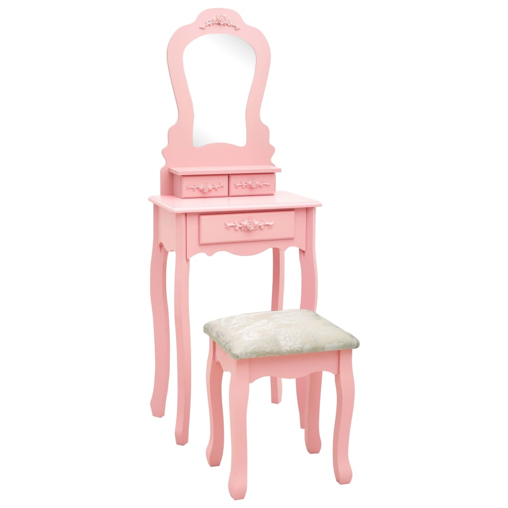 PETROMILA Toaletní stolek se stoličkou růžový 50 x 59 x 136 cm pavlovnia