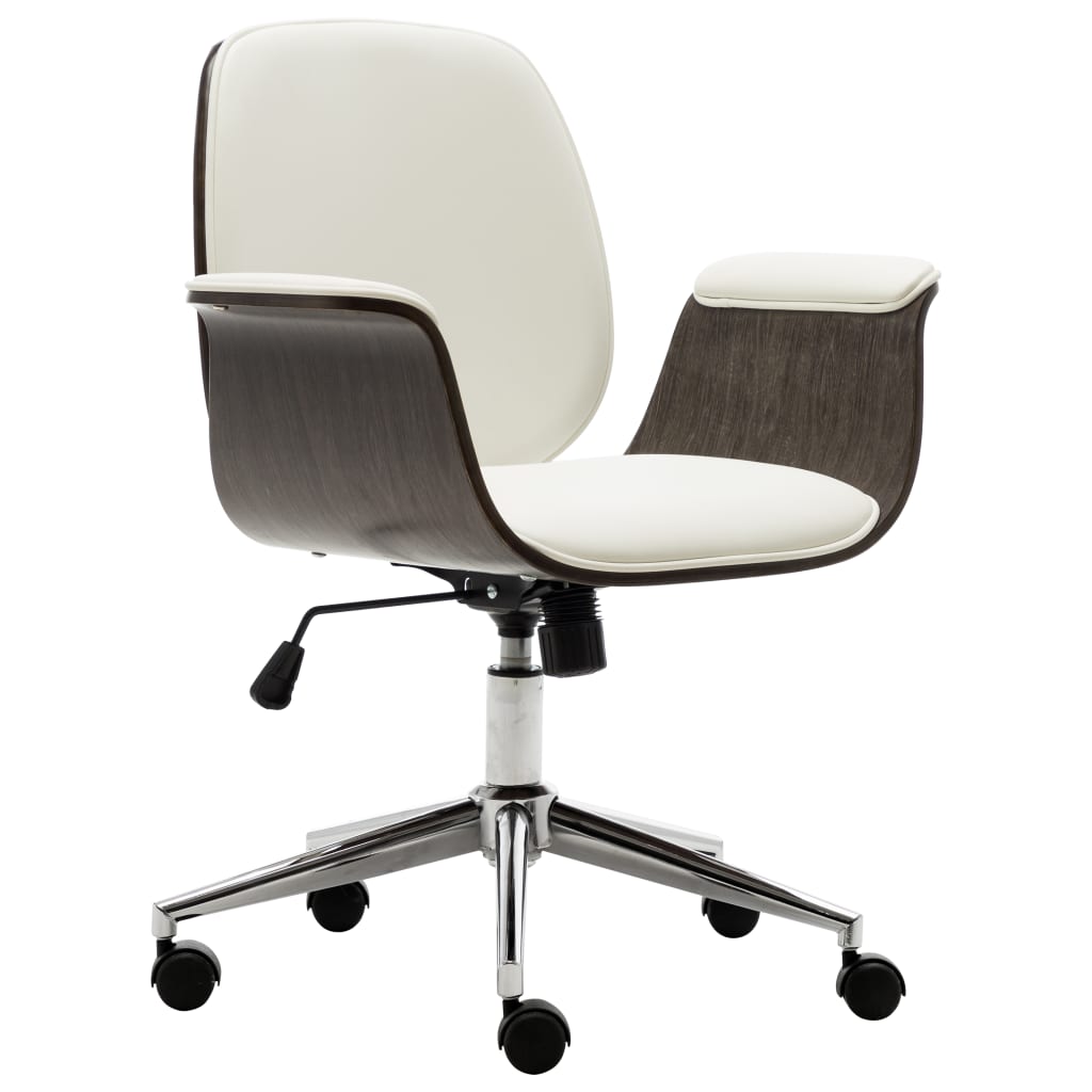 PETROMILA Kancelářská židle bílá ohýbané dřevo a umělá kůže