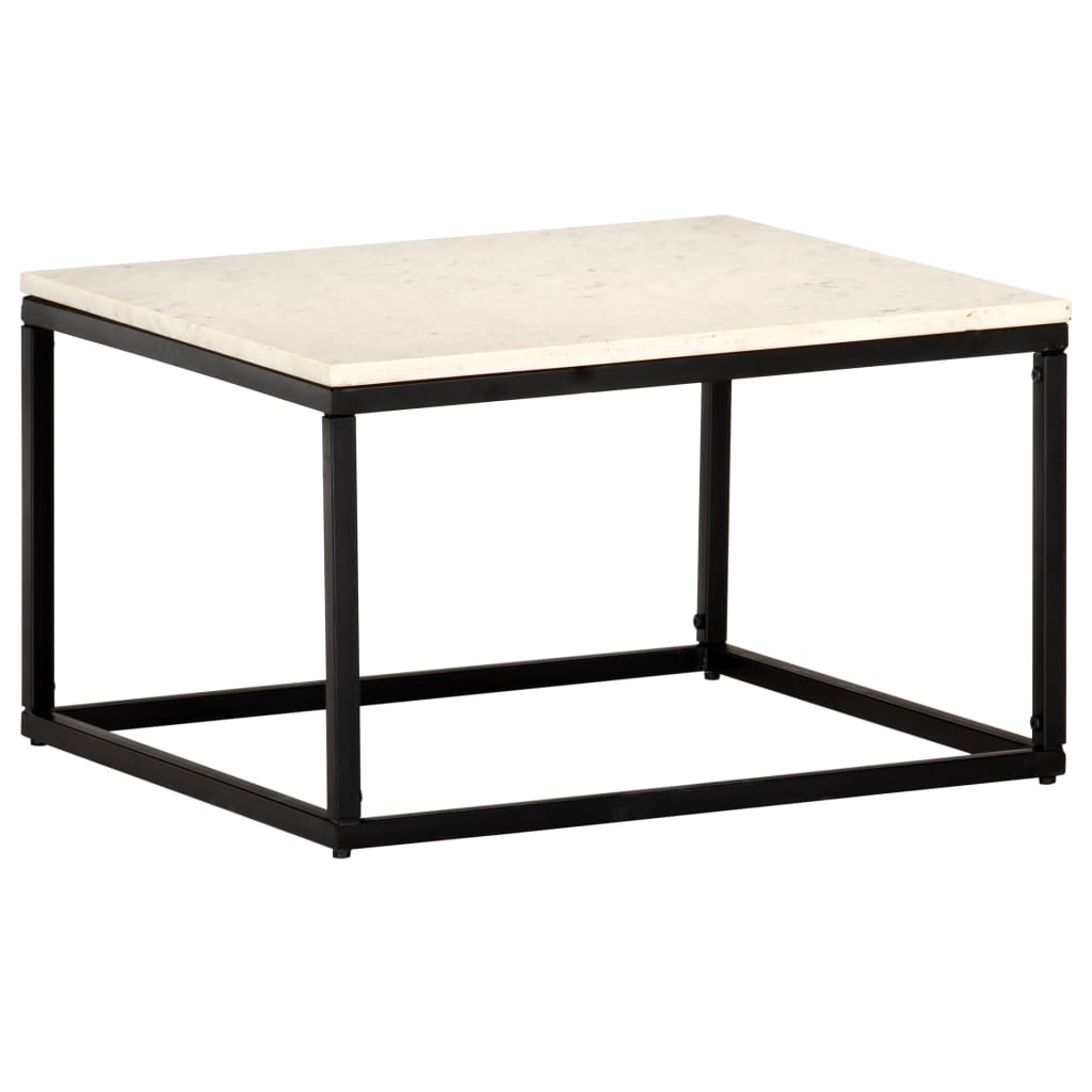 PETROMILA Konferenční stolek bílý 60x60x35 cm pravý kámen mramorový vzor
