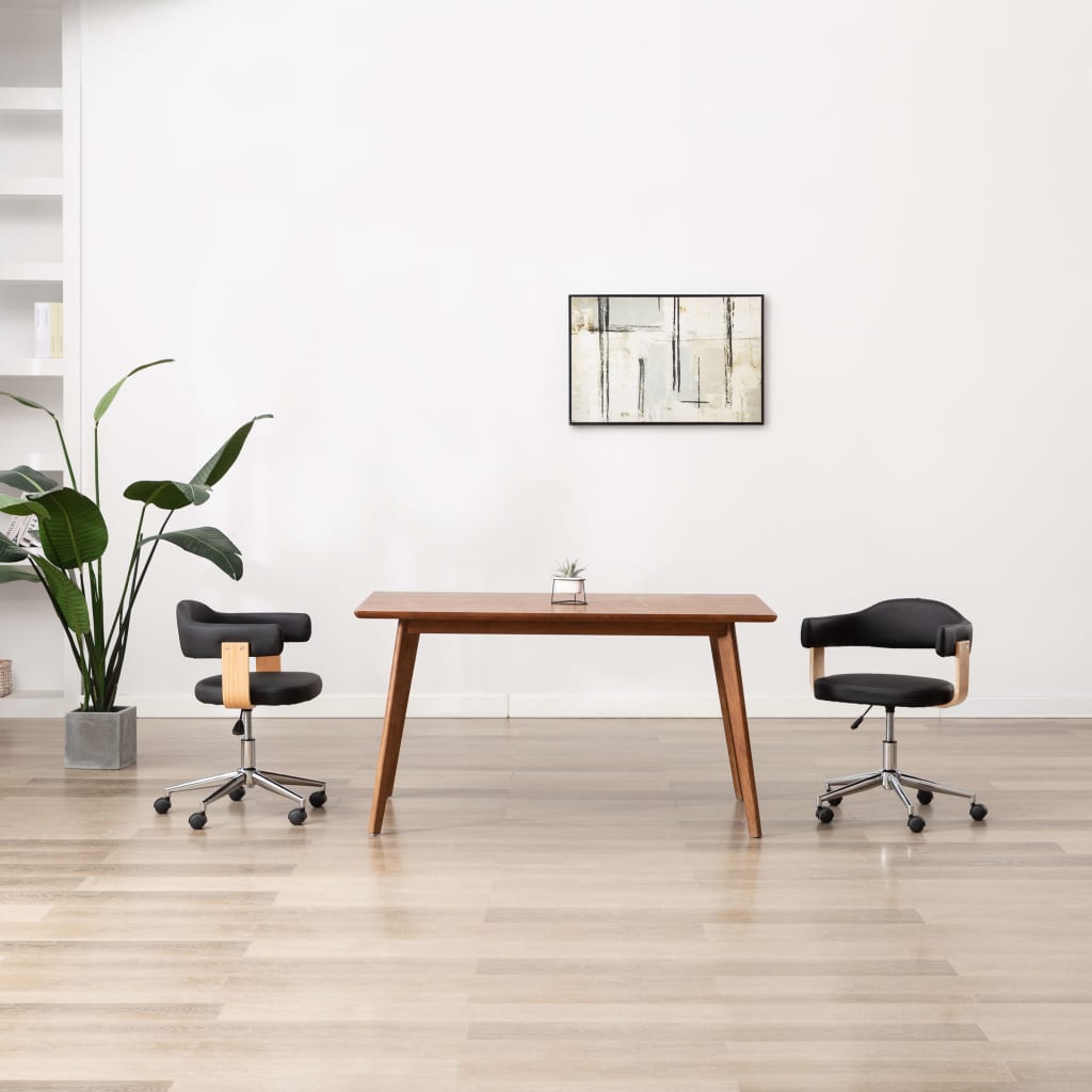 PETROMILA Otočná kancelářská židle černá ohýbané dřevo a umělá kůže
