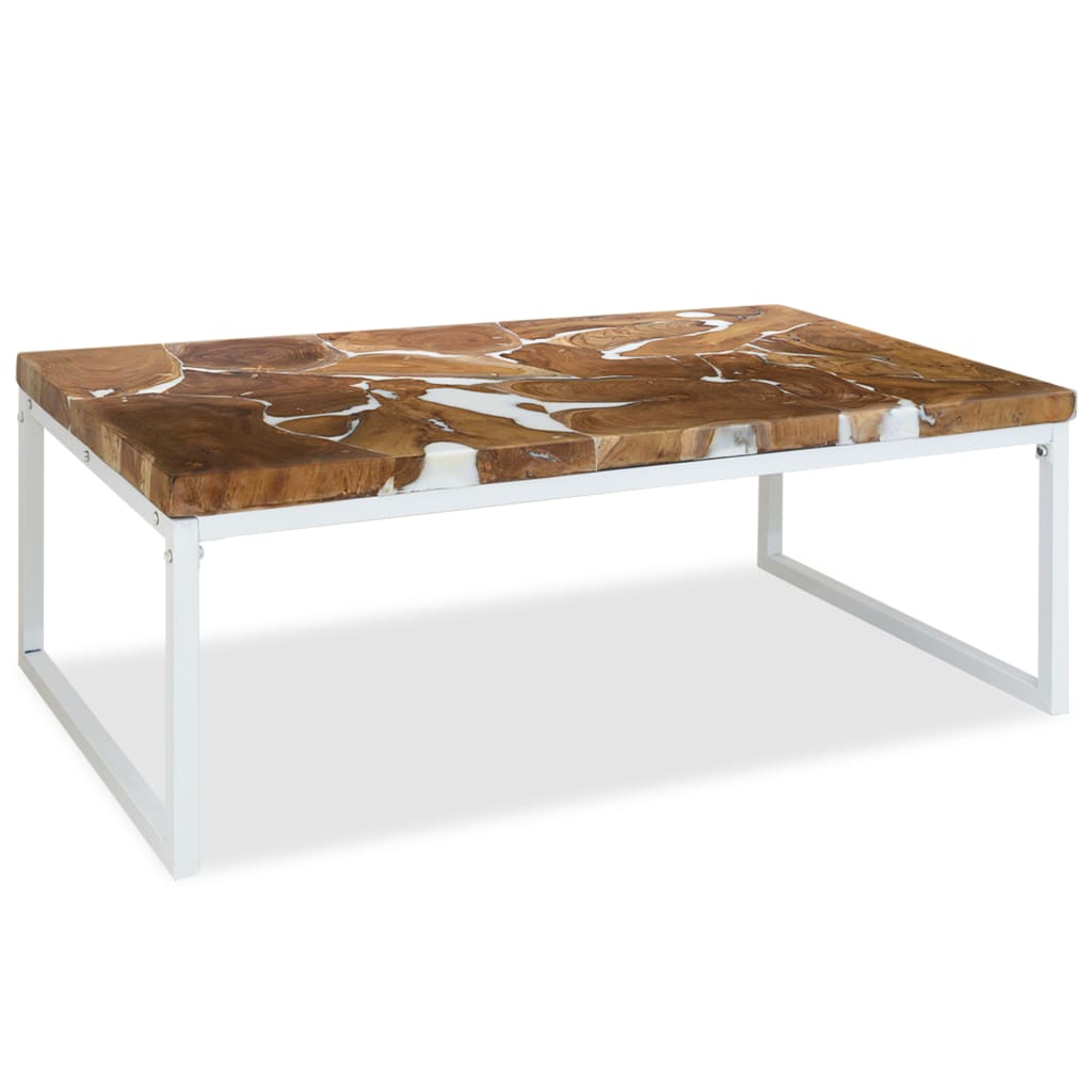 PETROMILA Konferenční stolek teak a pryskyřice 110 x 60 x 40 cm