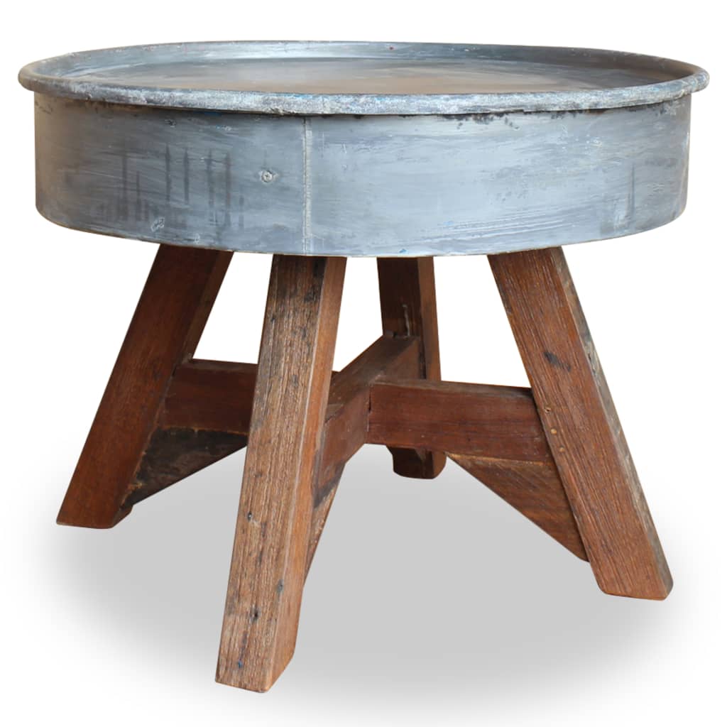 Konferenční stolek masivní recyklované dřevo, stříbrný, 60x45cm