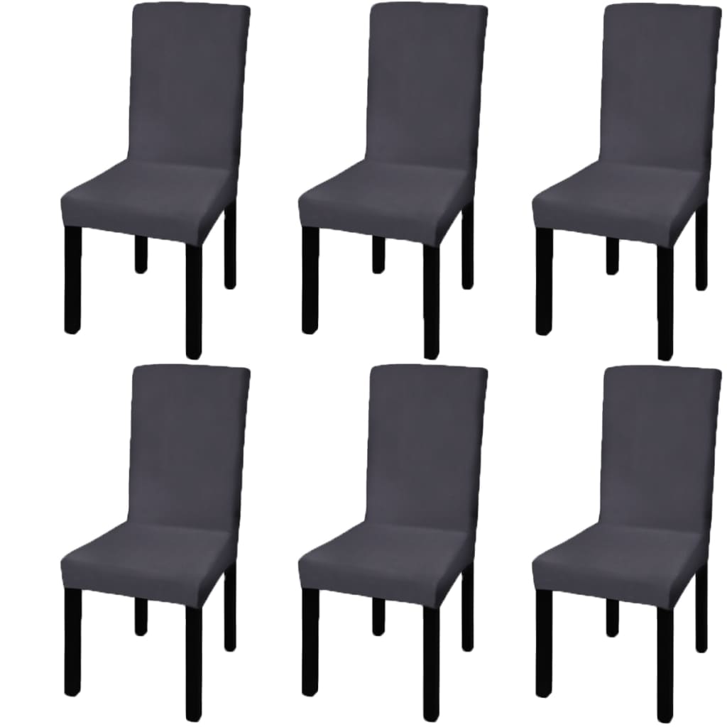Hladké strečové potahy na židle 6 ks antracitové