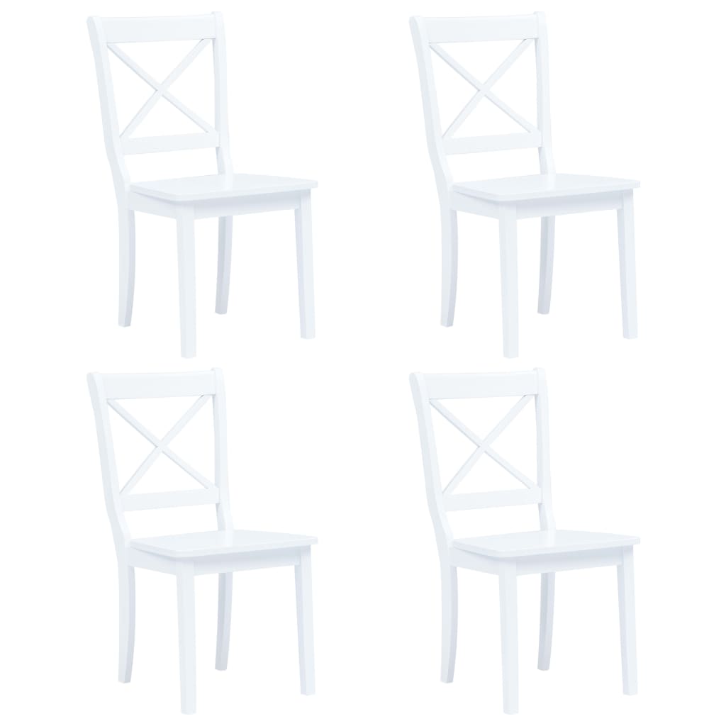 Jídelní židle 4 ks bílé masivní kaučukovník