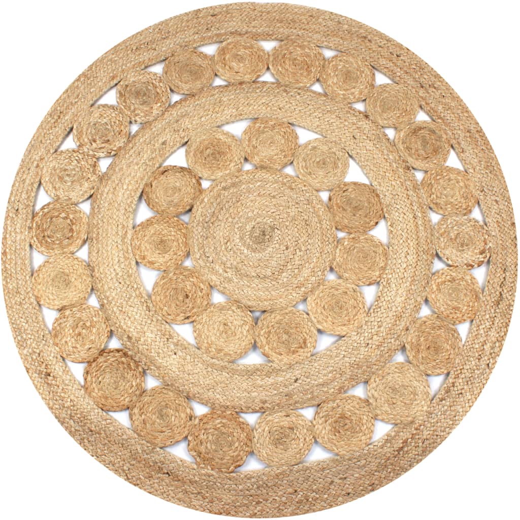 Kusový koberec z juty se splétaným designem 120 cm kulatý