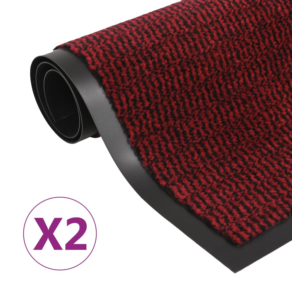 Protiprachové obdélníkové rohožky 2 ks všívané 40x60 cm červené