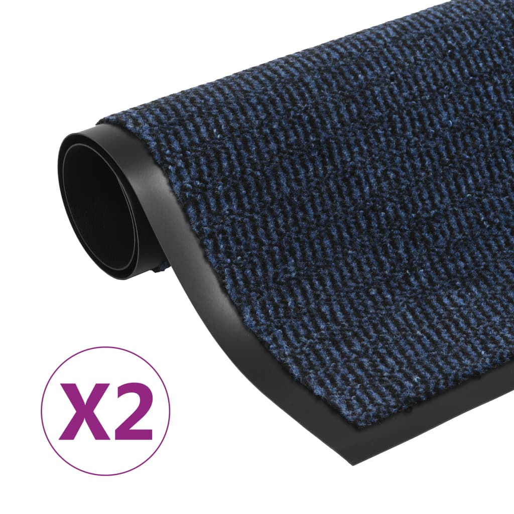 Protiprachové obdélníkové rohožky 2 ks všívané 40 x 60 cm modré