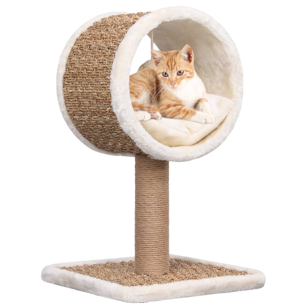Kočičí strom s horním tunelem a hračkou 56 cm mořská tráva