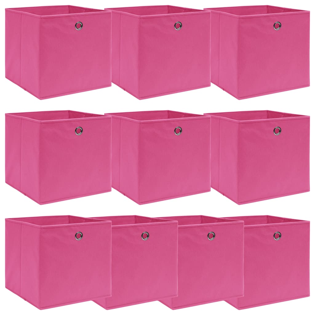 Úložné boxy 10 ks růžové 32 x 32 x 32 cm textil