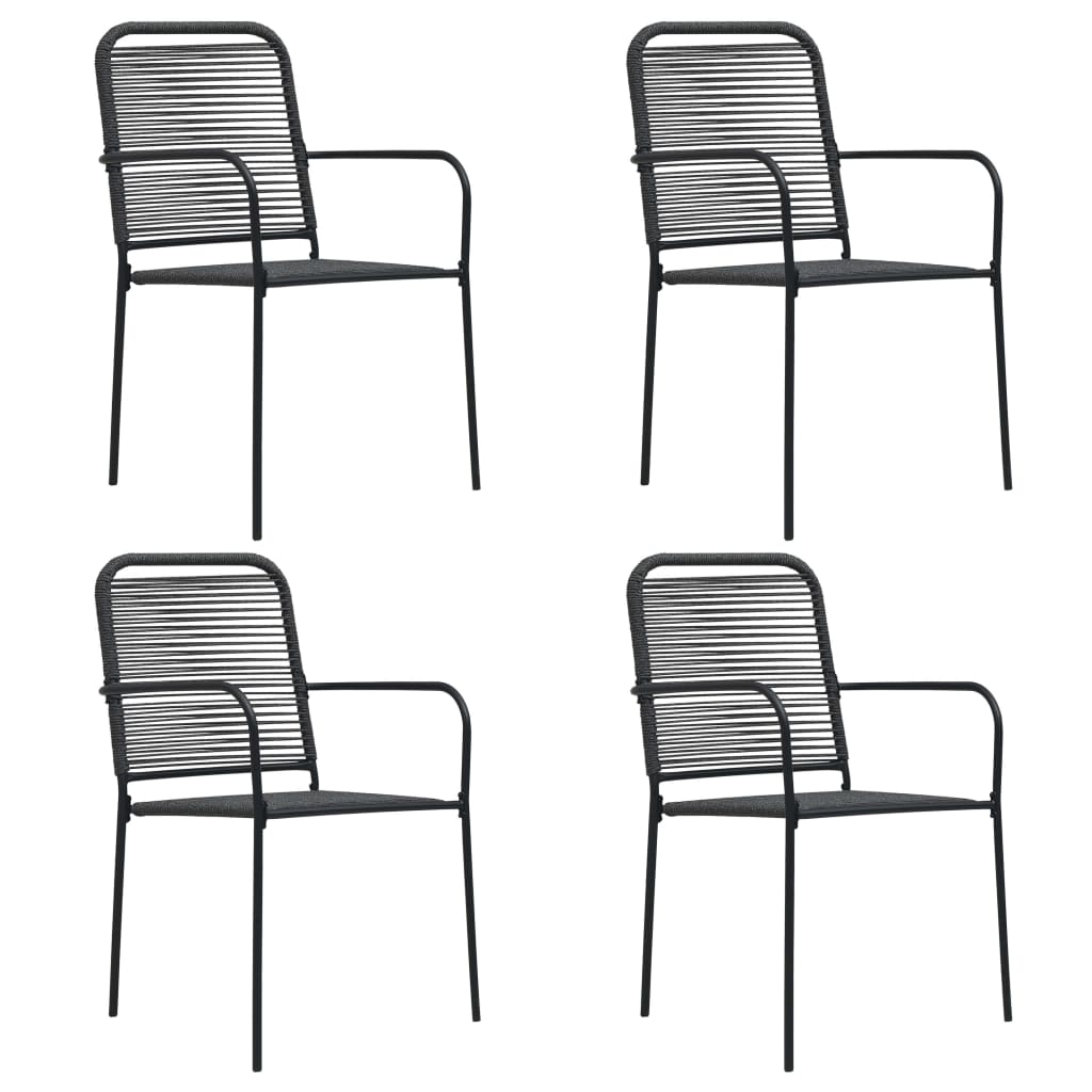 Zahradní židle 4 ks bavlněné provázky a ocel černé