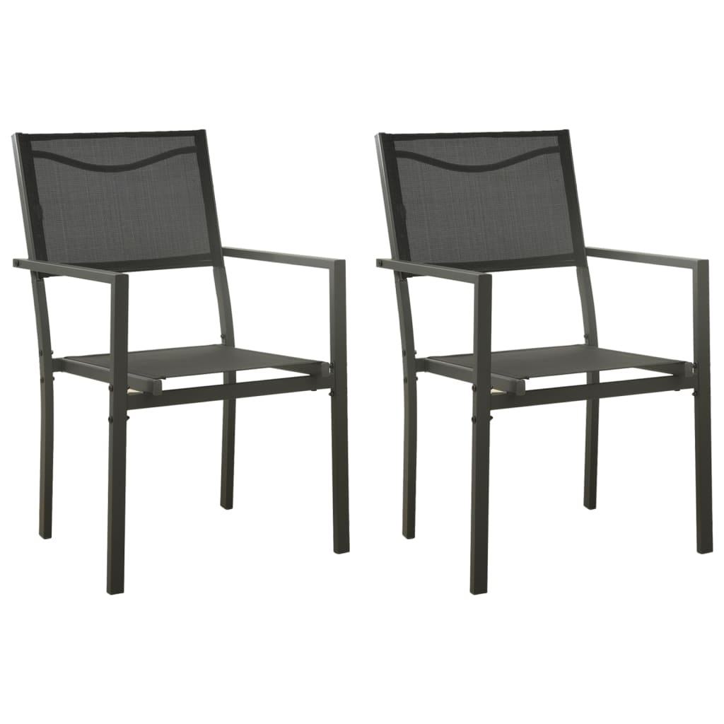 Zahradní židle 2 ks textilen a ocel černé a antracitové