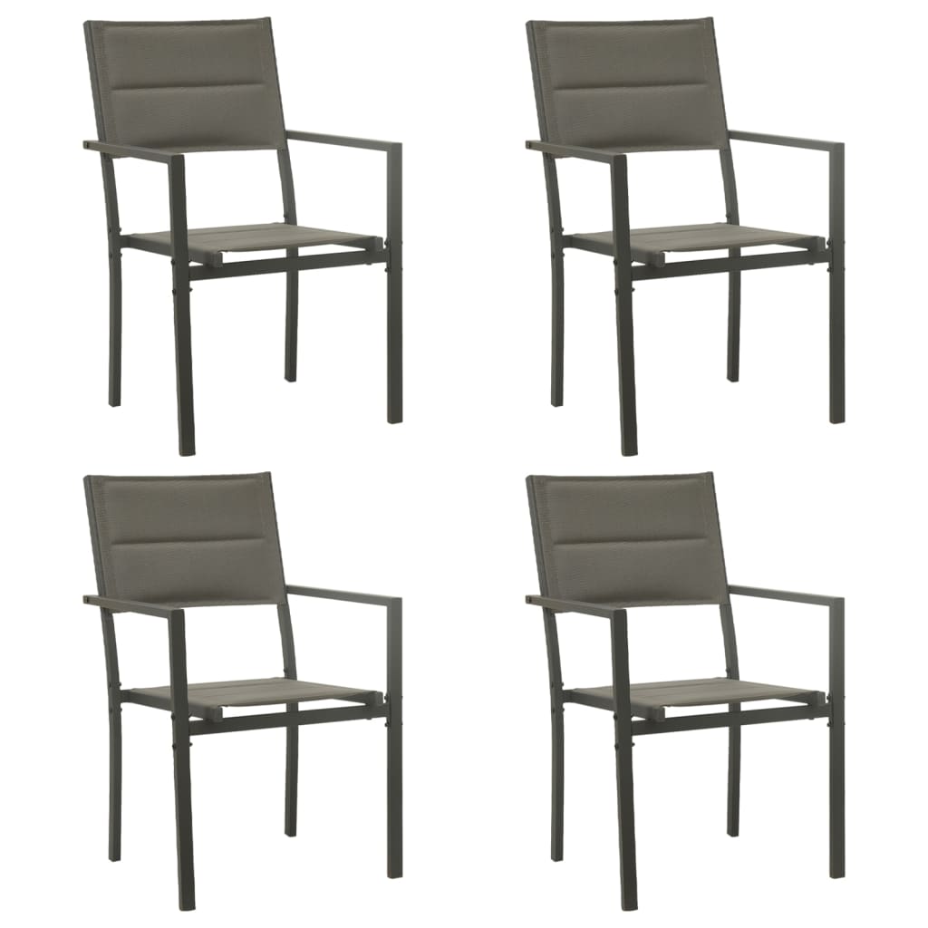 Zahradní židle 4 ks textilen a ocel šedé a antracitové