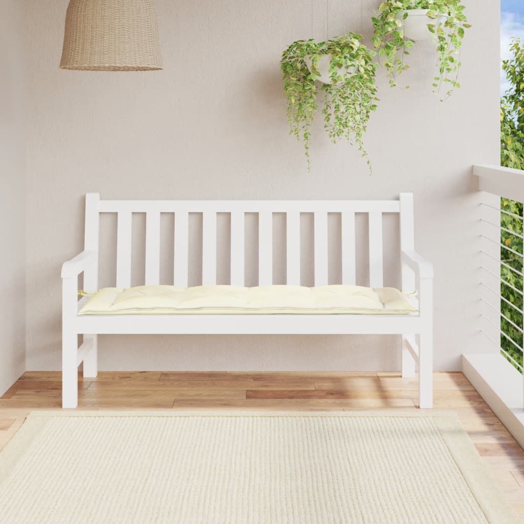 Poduška na zahradní lavici krémově bílá 150x50x7cm látka oxford