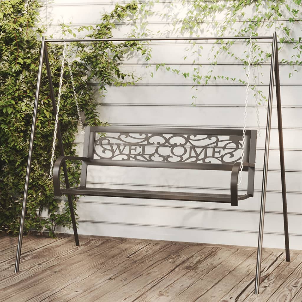Zahradní houpací lavice 125 cm ocel a plast černá
