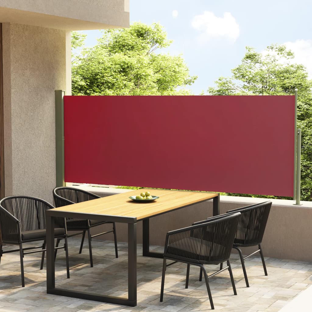 Zatahovací boční markýza/zástěna na terasu 117 x 300 cm červená