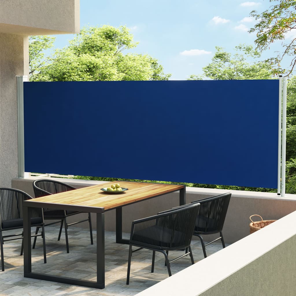 Zatahovací boční markýza/zástěna na terasu 160x600 cm modrá