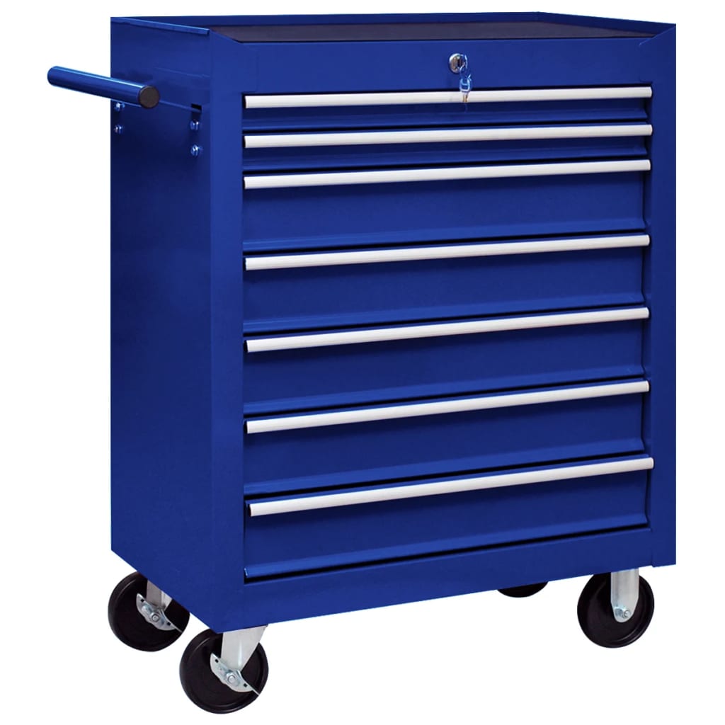 Dílenský vozík na nářadí se 7 zásuvkami modrý