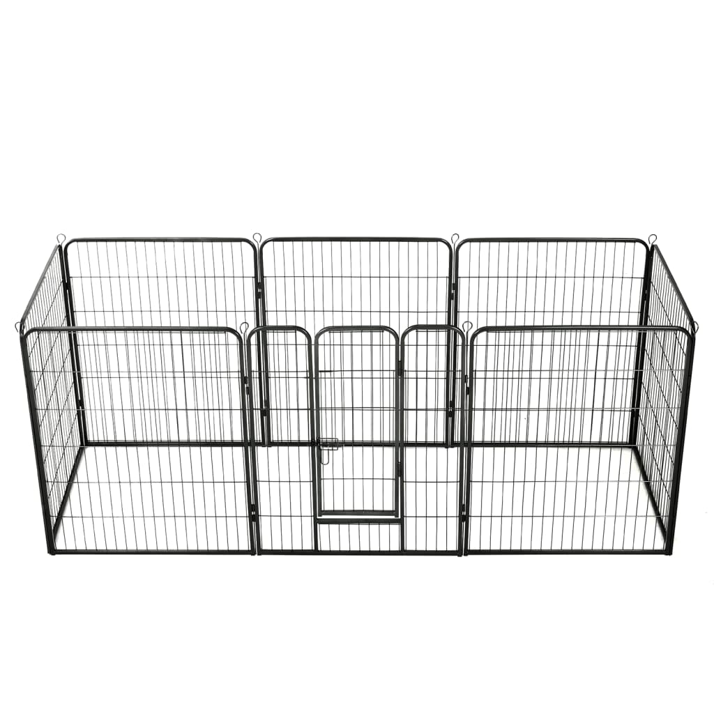 Ohrádka pro psy 8 panelů ocelová 80 x 100 cm černá