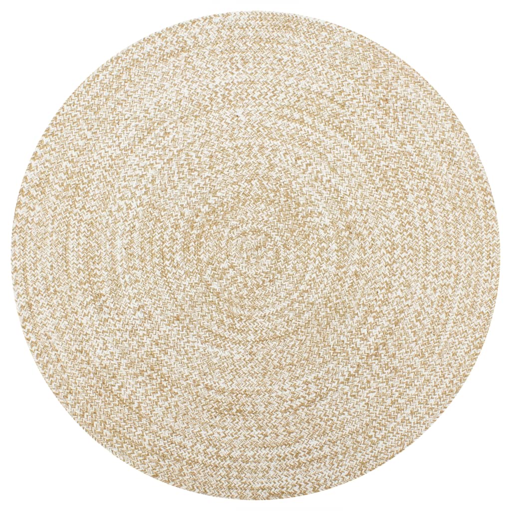 Ručně vyráběný koberec juta bílý a přírodní 90 cm