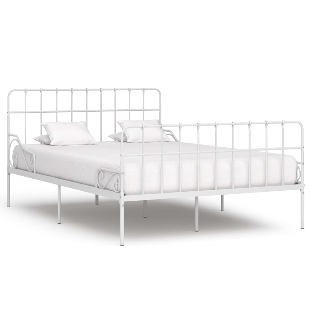 Rám postele s laťkovým roštem bílý kov 120 x 200 cm