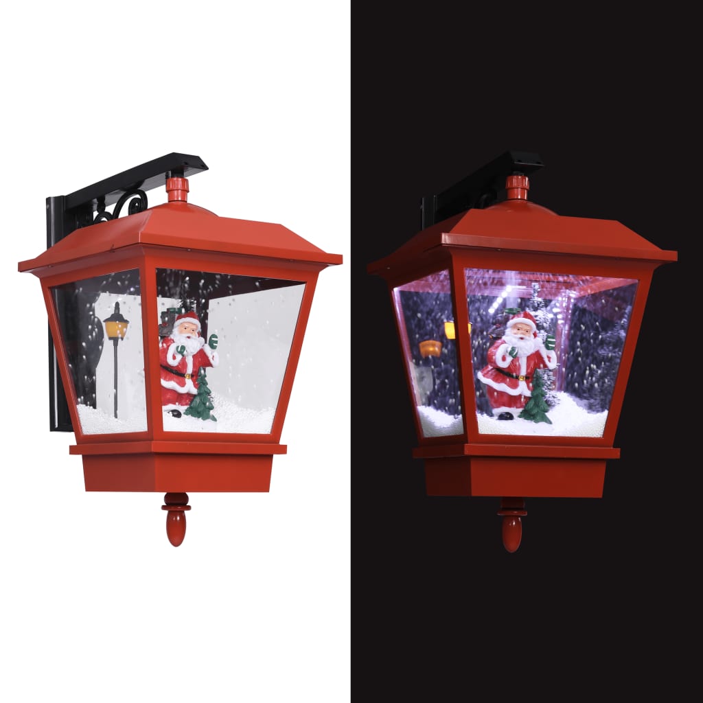 Vánoční závěsná lampa LED světla a Santa červená 40x27x45 cm