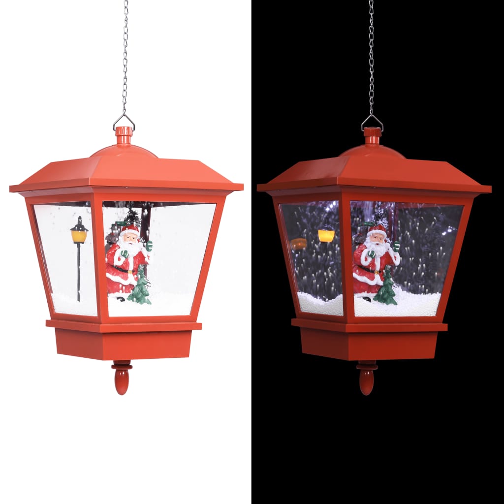 Vánoční závěsná lampa LED světlo a Santa červená 27x27x45 cm