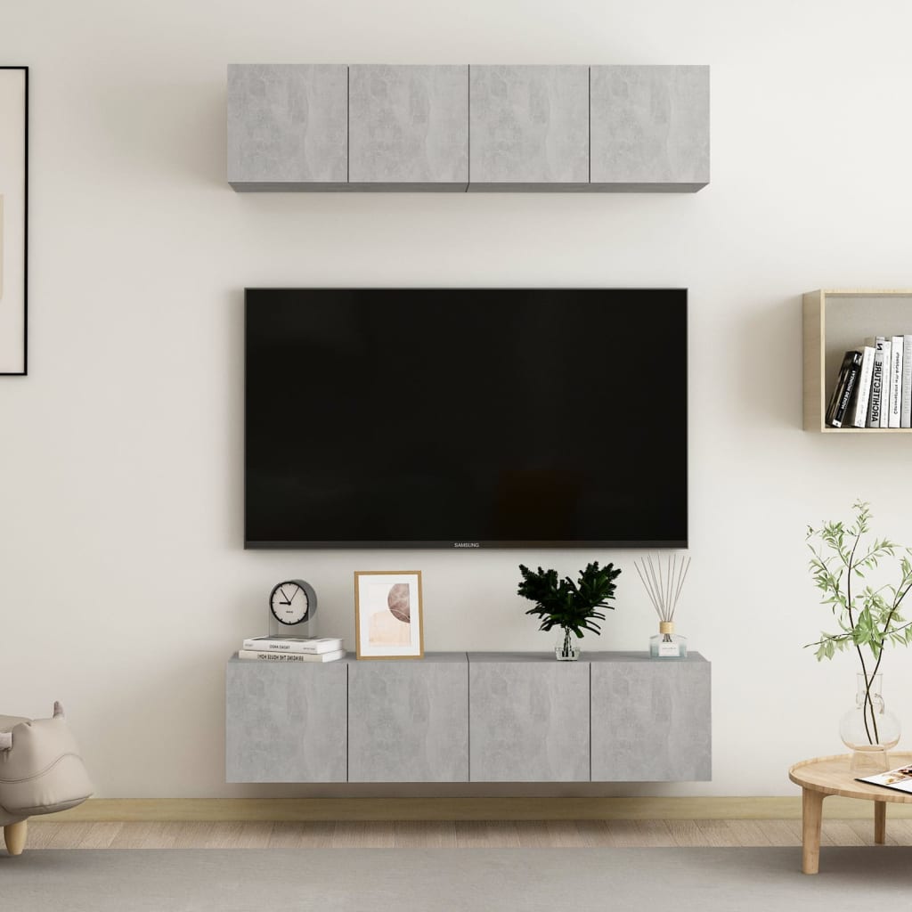 TV skříňky 4 ks betonově šedé 60 x 30 x 30 cm dřevotříska