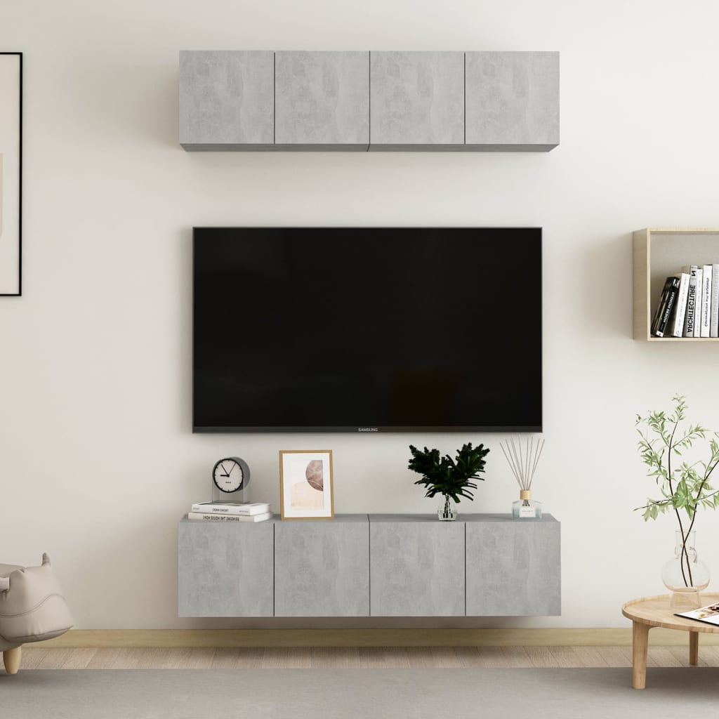 TV skříňky 4 ks betonově šedé 60 x 30 x 30 cm kompozitní dřevo