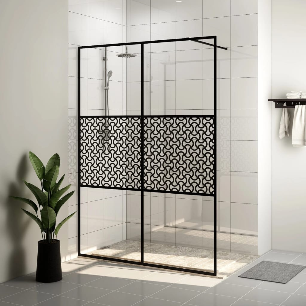 Zástěna do průchozí sprchy čiré ESG sklo 140 x 195 cm černá