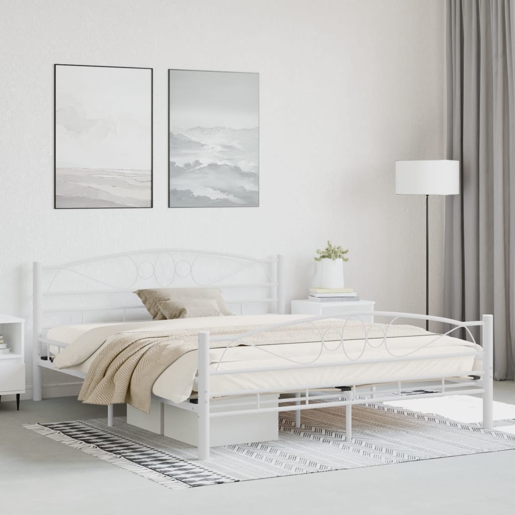 Rám postele bílý kovový 160 x 200 cm