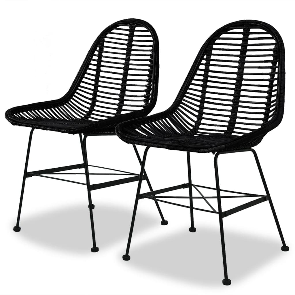 Jídelní židle 2 ks černé přírodní ratan