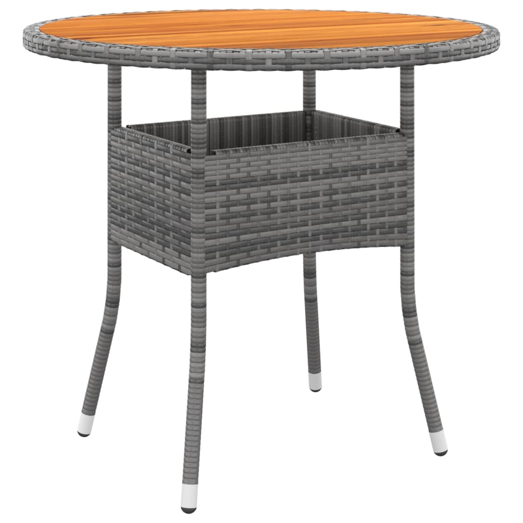 Zahradní stůl Ø 80 x 75 cm akáciové dřevo a polyratan šedý