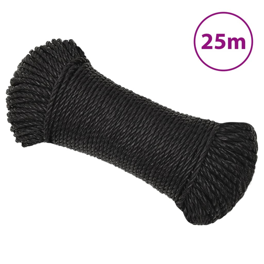 Pracovní lano černé 6 mm 25 m polypropylen