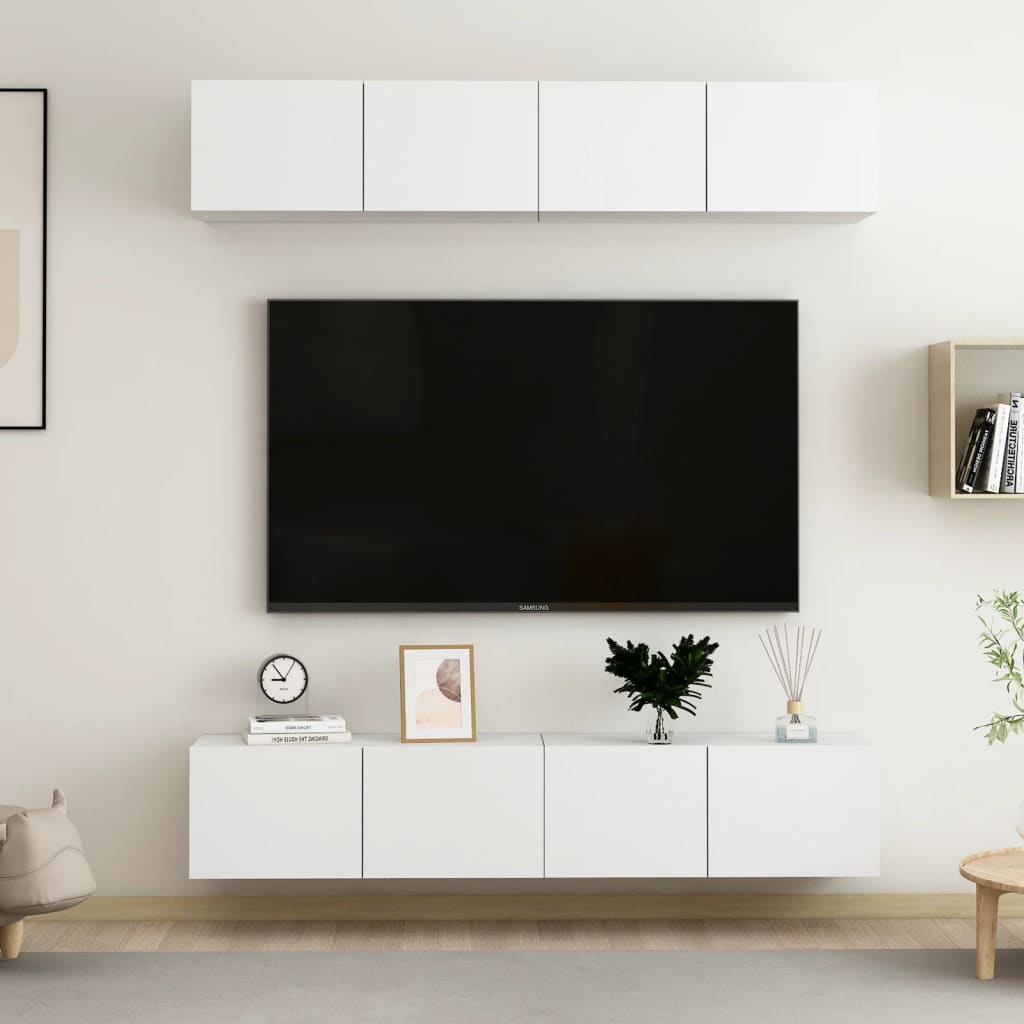 TV skříňky 4 ks bílé 80 x 30 x 30 cm kompozitní dřevo