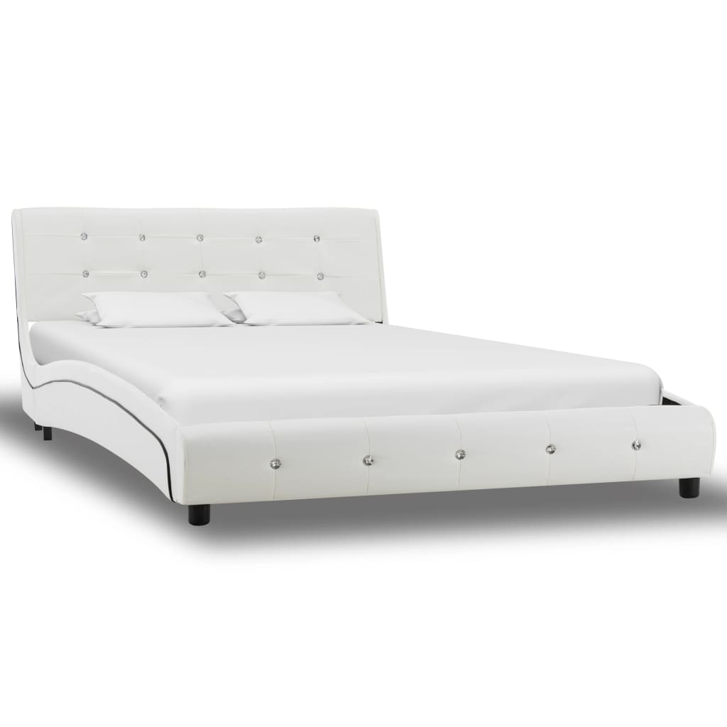 Rám postele bílý umělá kůže 120 x 200 cm