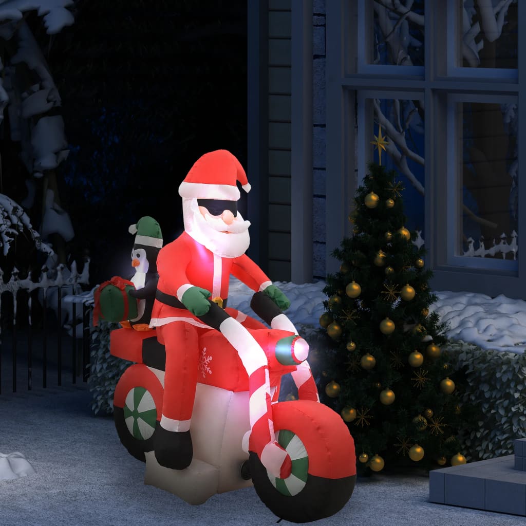 Vánoční nafukovací Santa Claus na motorce s LED IP44 160 cm