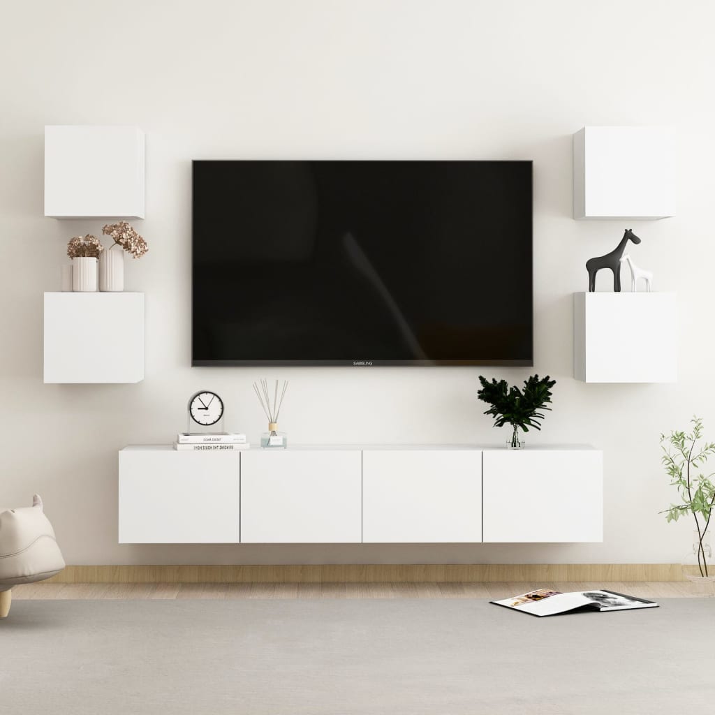 6dílný set TV skříněk bílý kompozitní dřevo