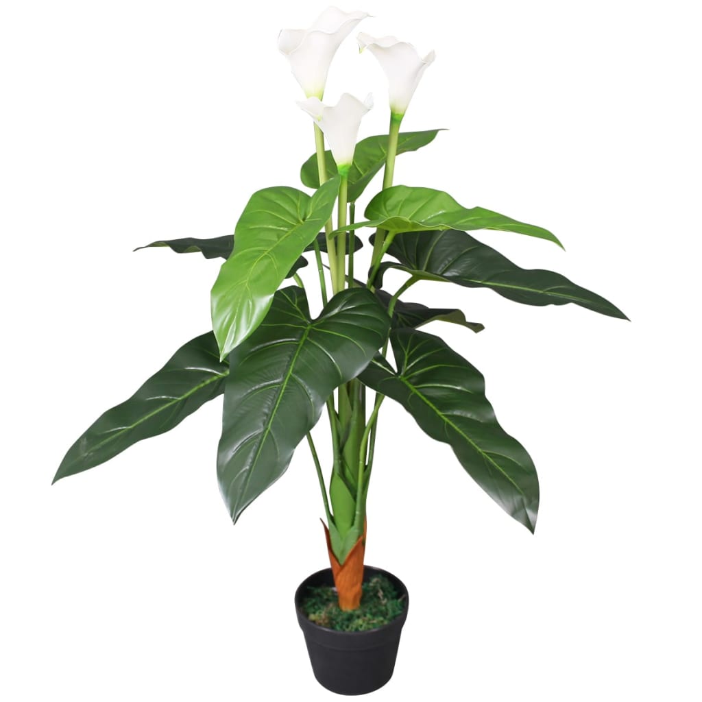 Umělá rostlina kala s květináčem 85 cm bílá